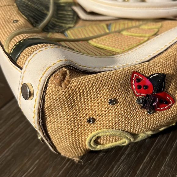 Authentic Vintage COACH Ladybug Motif Boxy Straw Tote Bag, Limited Edition -2004 - Picture 9 of 16